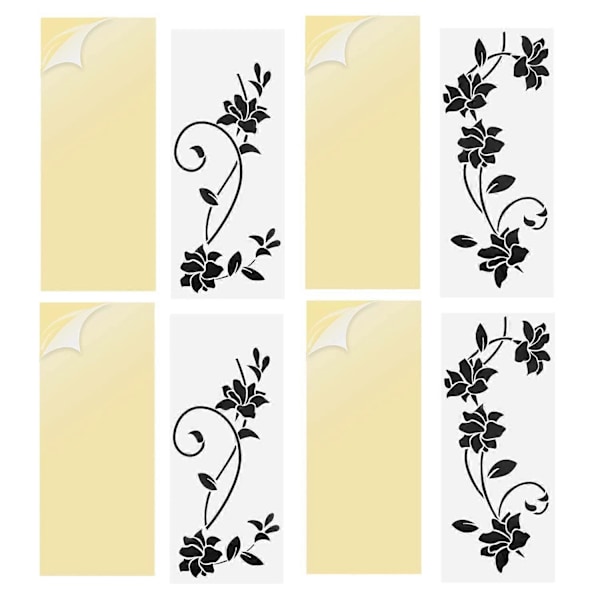 2 st Svarta Väggdekaler Ornament Självhäftande Set för Väggdekor, Blommor, Trender, Vinranka, Självhäftande