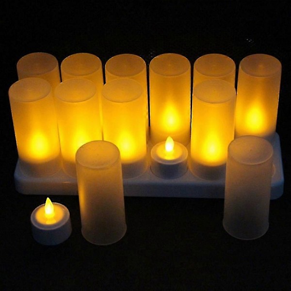 LED Flameless Ljus Paket Om 12 Uppladdningsbara-YuJia