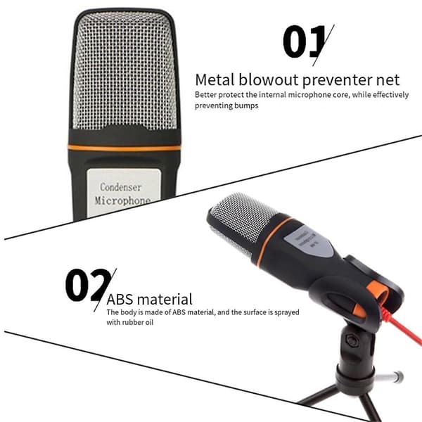 -666 Professionel 3,5 mm Mikrofon Ledning Home Aux Audio Stereo Desktop Tripod Mic Sæt Til Pc Telefon