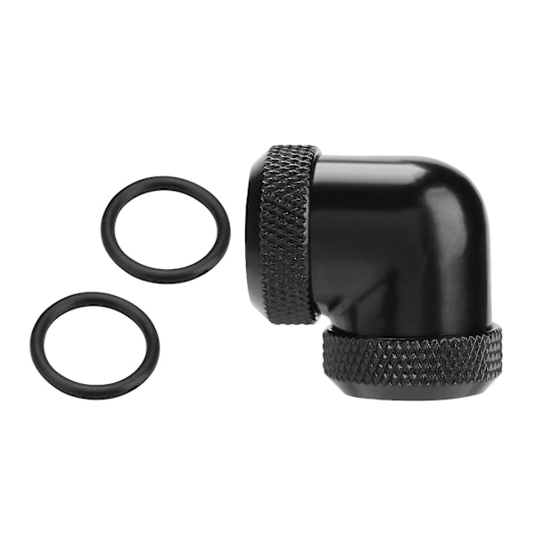 DIY 90 Graders Vinkel Dobbelt Hårdt Rør Stik til 14mm OD Vand Væskekøling - Sort