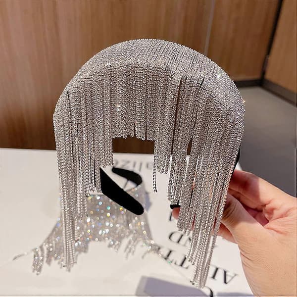 Minkissy Rhinestone Duskehårbøyle Glitrende Diamant Duskehårbånd Krystallhodeplagg Perlebesatt Bryllupshodeplagg Tilbehør for Kvinner og Jenter Sølv