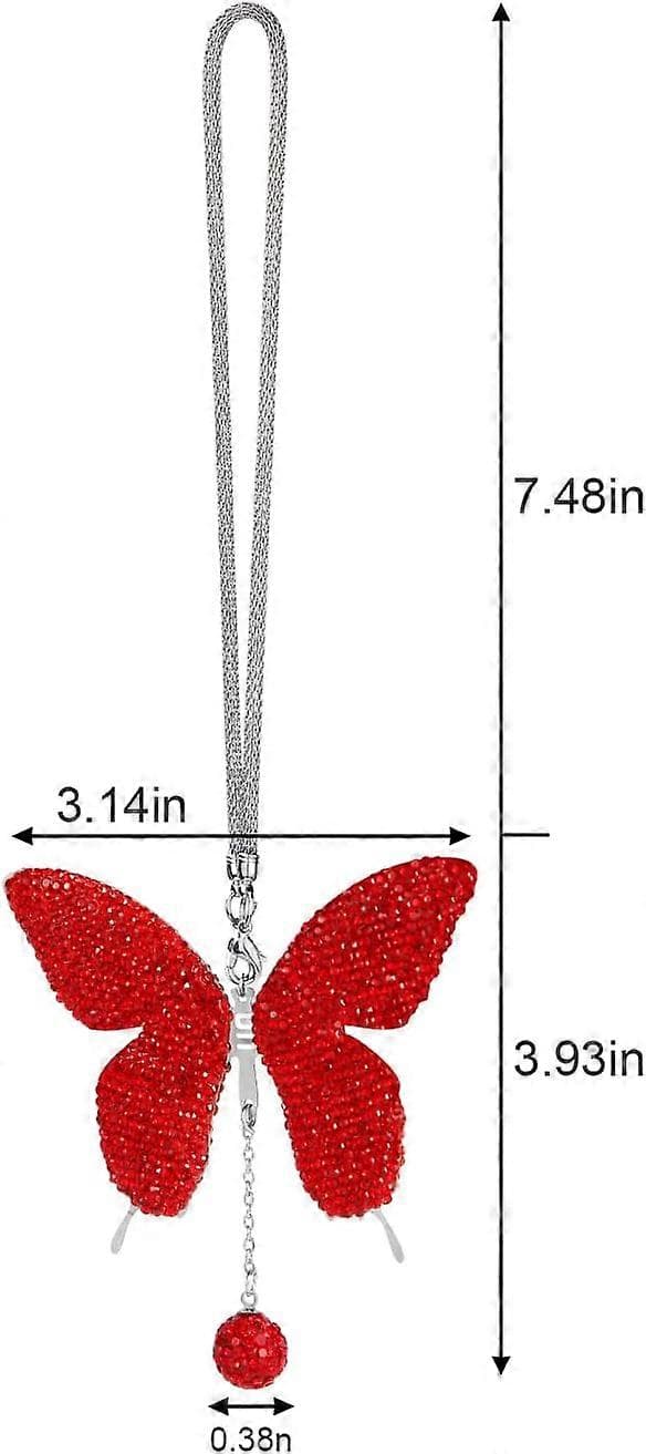 Sommerfugl Bilpynt, Søt Bil Speil Charm Rhinestone Bil Speil