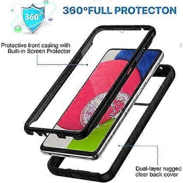 SBSG Samsung A52 -kotelo, Samsung A52s 5G -kotelo 360 Täyssuoja Iskunkestävä Kotelo Sisäänrakennetulla Näytönsuojalla Kirkas Puskuri Suojakotelot Puhelinkotelo