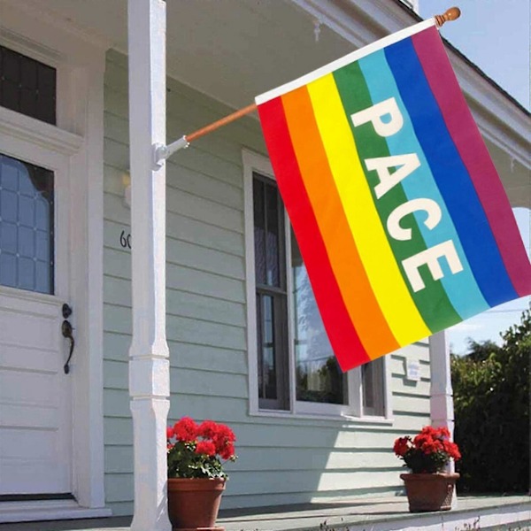 Rainbow Peace -ulkokäyttölippu, säänkestävä polyesteri, Rainbow Peace -kirjainlippu, ulkokäyttöön tarkoitettu bannerilippu