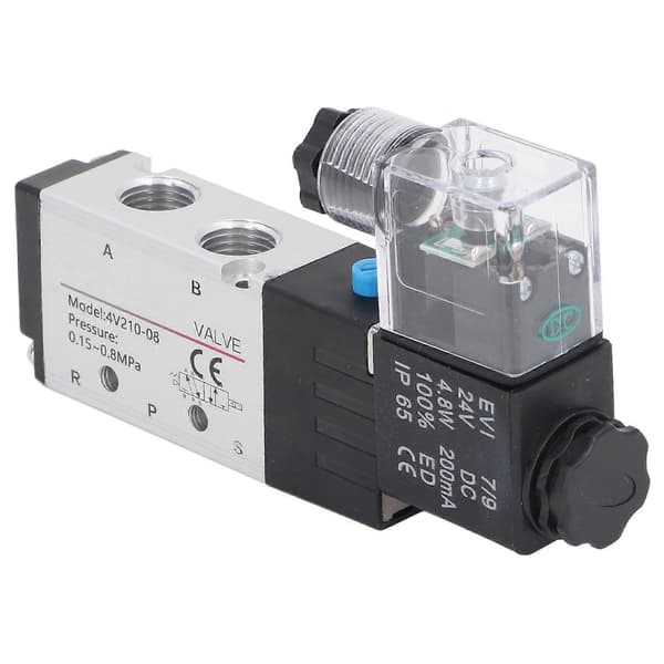 GEYA Reverserende Magnetventil 2 Positioner 5 Vejs 1/4in PT Enkelt Spole Pilotstyret Elektrisk DC24V YEMAA