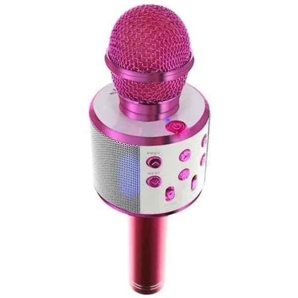 Karaokemikrofoni kaiuttimella ja Bluetoothilla, pinkki