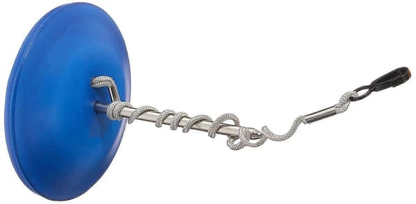 Analogt Pooltermometer, egnet til swimmingpools og damme, rustfrit stål, komfortabel aflæsning, med fastgørelsesreb, blå