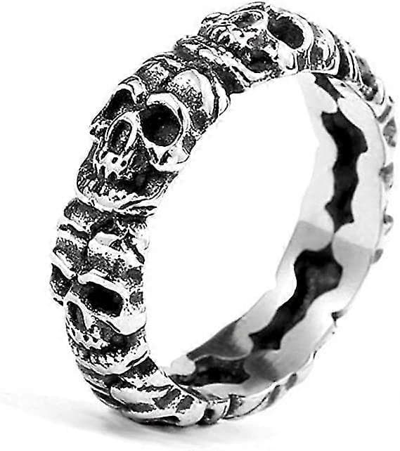 Herre Skull Ring Band Rustfritt Stål Smykker Punk Gothic Demon Ring For MC-førere Gave