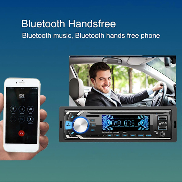 5009 12V Auton MP3-soitin Nopea Lataus Kaksois-USB Bluetooth-yhteensopiva Kaiutin Värikäs Radiosoitin Ajoneuvoille