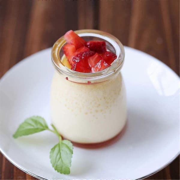 6 st 100 ml Yoghurtpudding Glasburkar Med Plastlock Mini Kopp Små Glasflaskor Desserter Dekorationer