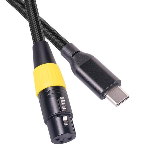USB-C - XLR-naaraskaapeli, tyypin C uros - 3-nastainen XLR-naaras, mikrofonikaapeli, tietokoneen äänentoisto