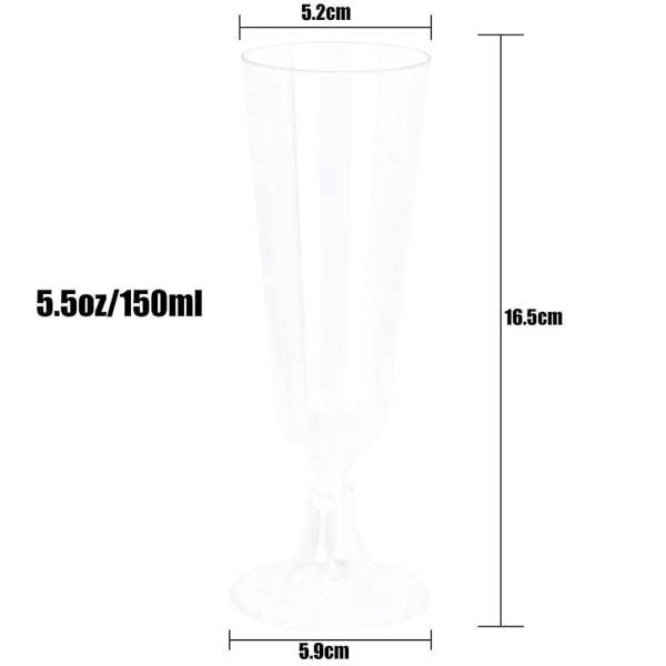 24 st disponibel champagneglas bägare plast testglas champagneglas glas 4,7 oz (150 ml)