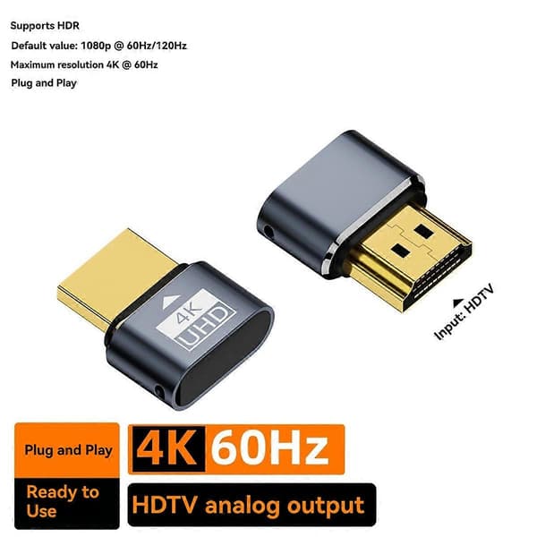 2 st -kompatibel Dummy Plug 4K HDR Virtuell Skärm EDID Headless Ghost Emulator Stöd 4k 60Hz 108
