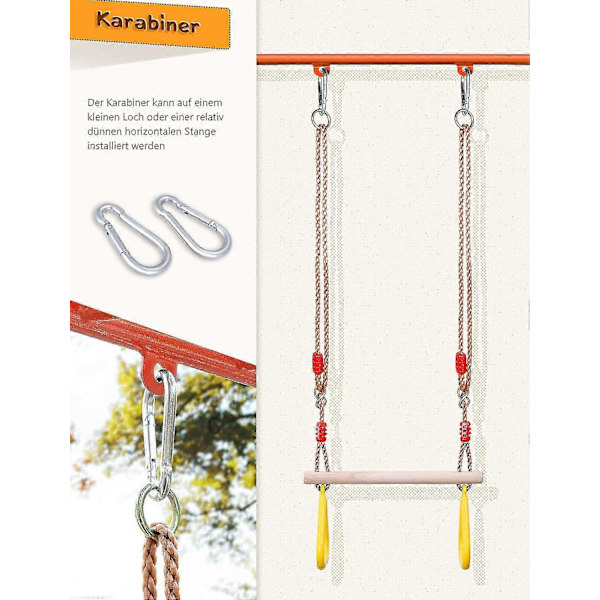 Trapezbåge med Gymnastikringar för Klätterställning, Barn