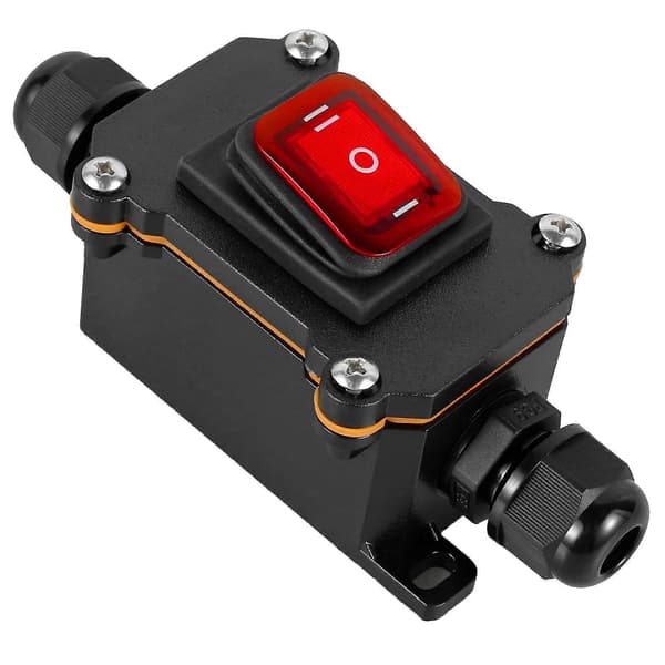 Inline-ledningsswitch 30A 220V IP65 Vandtæt Strømkabel Toggle Switch med Rød LED-knap Heavy Duty Udendørs Enhedsswitch til