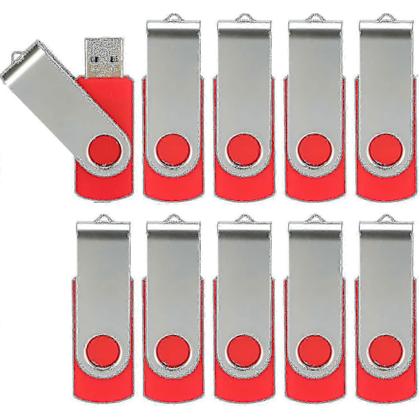 10-pack USB-minnen USB 2.0 USB-stickor Bulk Pack Vridbar Minnessticka Vikbar Lagring Jump Drive Zip Drive