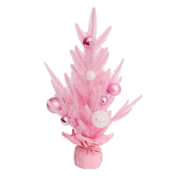 Mini juletræ, kunstig lille bordplade Pink juletræ med julebold ferie vinter par