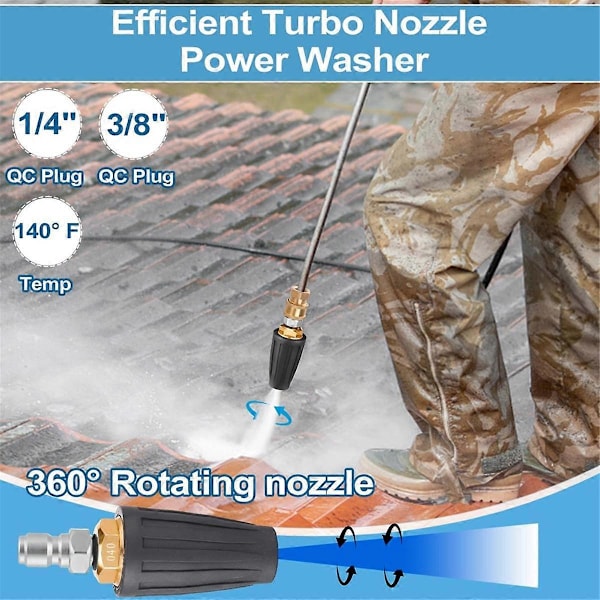 4000PSI Högtryckstvätt Munstycksset - Effektiv Turbo Munstycke Högtryckstvätt med 1/4 tum och 3/8 tum Snabbkoppling, 7 Munstycken