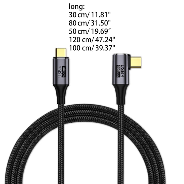 Usb 4.0 Type C kabel Nylon flettet kabel 40g/bps Data Sync 100w Hurtig opladning
