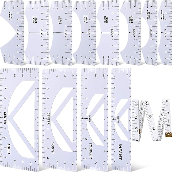 13 Pieces -shirt Ruler Guide Set,-shirt Ruler Tool,diy Printing Rulers For Heat Press -shirt Center