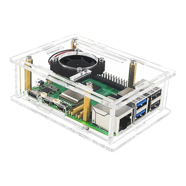 Til 5 Akryl Etui Transparent Etui Med Køleventilator Aluminium Køleplade Til Pi 5 D