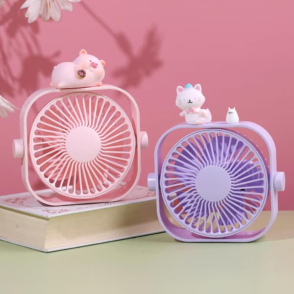 Mini Ventilator Bærbar Stærk Vind 3 Hastigheder Sød Tegneserie Skrivebord USB Køleventilator til Børneværelse