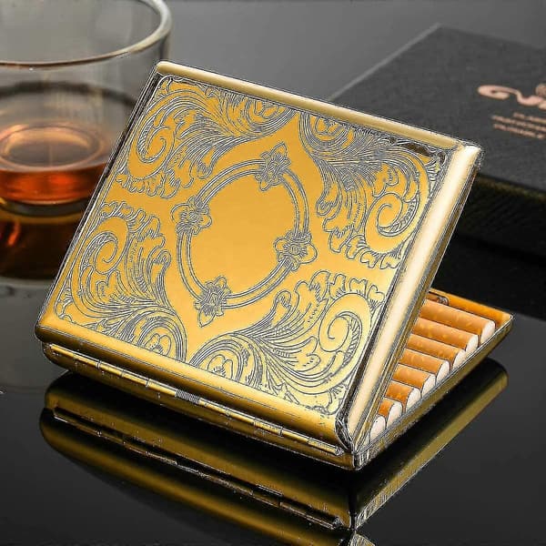 Guld Cigarette Etui, Metall Cigarette Box, Cigarette Etui Cigarette Etui För 20