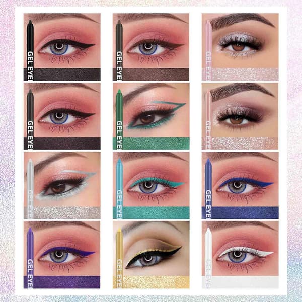 Øjenskygge Palette Flydende Eyeliner Sæt Glitter Flydende Eyeliner Guld Farverige Eyelinere Makeup