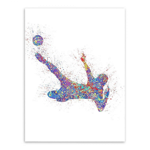 Wekity Sports Fodbold Vægmale Canvas Print Poster, Enkel Mode Akvarel Kunsttegning Dekoration til Hjem Stue Soveværelse Kontor og Børneværelse