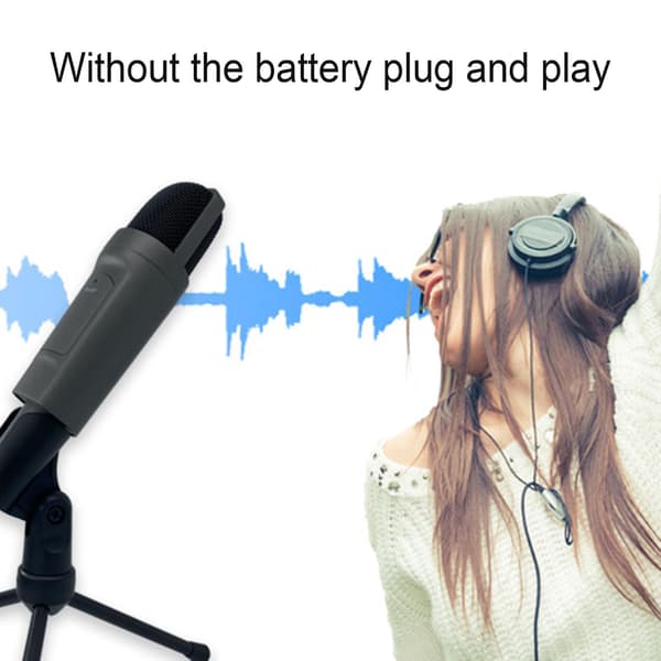 3,5 mm/USB-plugg Desk Mikrofon for Gaming/Sang/Direktesending/Opptak