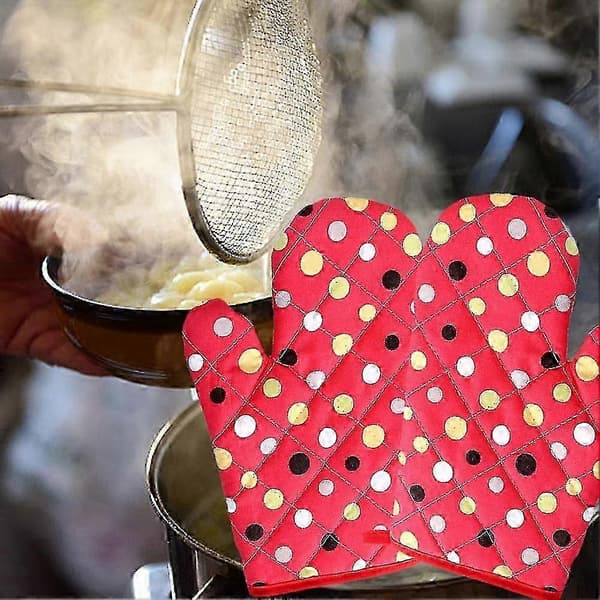 2 st Ugnsvantar Värmebeständiga Köksvantar Tjock Varm Polyester Bomull Ugn - SNNGV