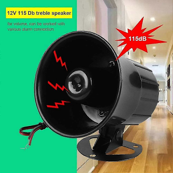 Hälytyssireeni DC12V, 110db murtohälytin, tukee yli 2,5 metrin etäisyyttä, sopii ulkoturvallisuuteen