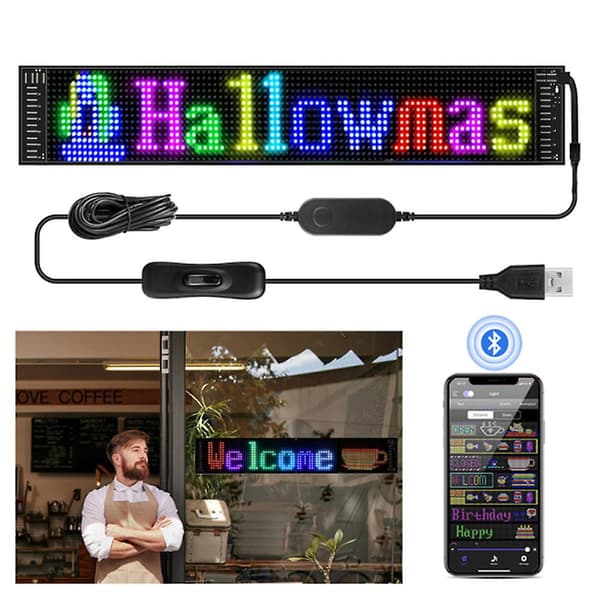 Automotive LED Skilt Fleksibel LED Matrise Panel USB Bluetooth Applikasjon 9.2*37.2cm