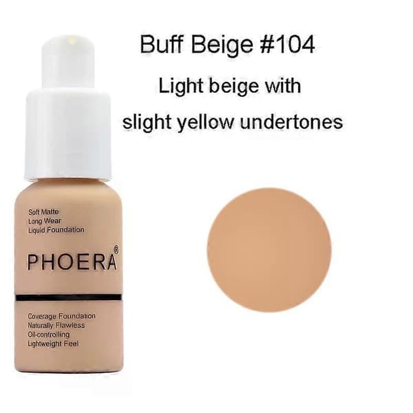 PHOERA Face Foundation Cream Oljekontroll Lysne Vanntett Concealer Ansikts Matte Base Make Up Flytende Foundation MakeupTSLM1