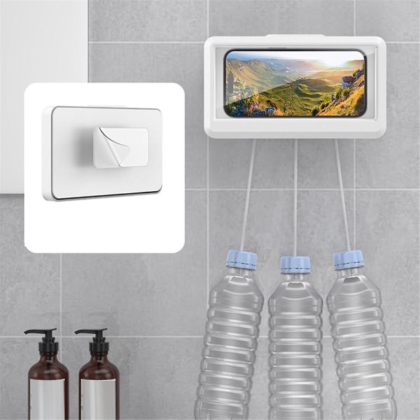 Badrum Mobiltelefon Hållare Vattentät Touchable Case Väggmonterad Kök Toalett Smartphone Stora