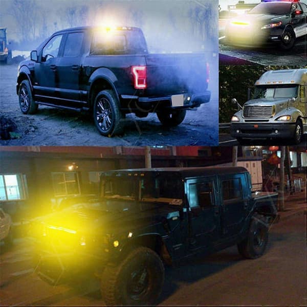 4 stk. 4 Led Gul Recovery Strobelys 12v 24v Orange Grill Nedbrydningsblink - Yvan