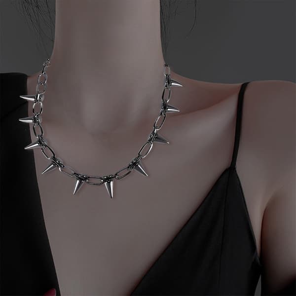 Metal Spikes Studs Rivets Punk Goth Halskæde Choker Krave