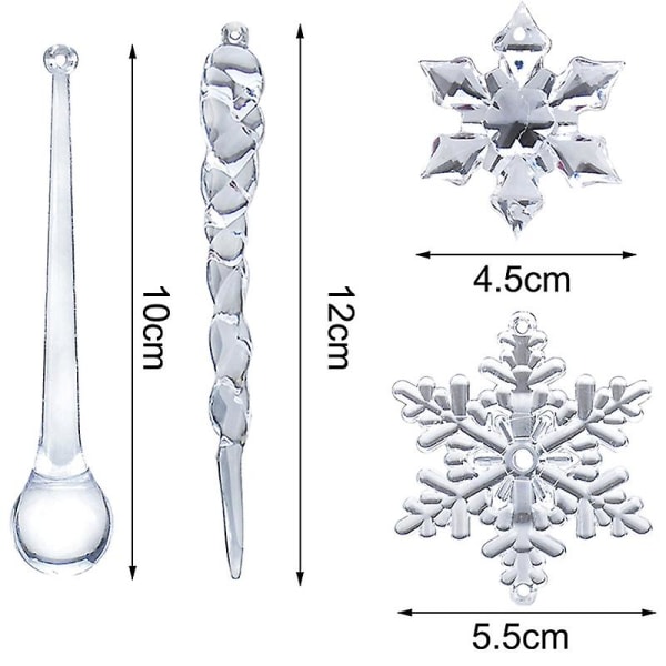 40-pack Snöflinga Iskristall Julgranspynt Nyårsdekorationer Kristall Julgran Transparent Pynt