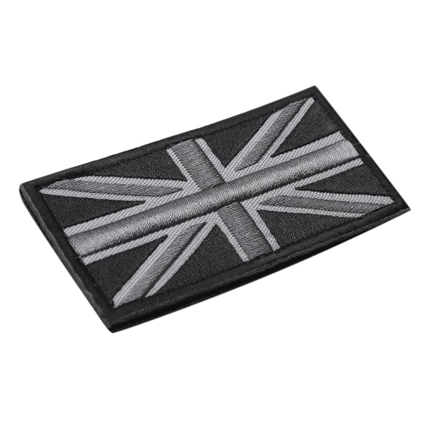 FASHIONAL Union Jack UK Flag Badge Patch Stick Bakside 10 cm x 5 cm NY Farge: Monokrom (svart/grå)