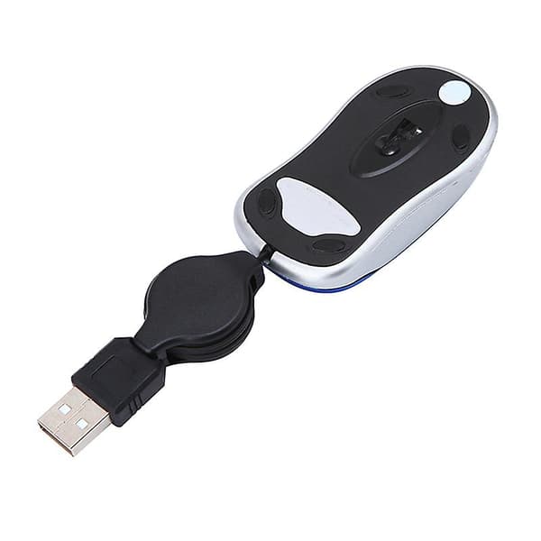 Mini USB Trådbunden Mus Infällbar Kabel Liten Mus 1600 Optisk Resemus för Windows 98 2000 XP
