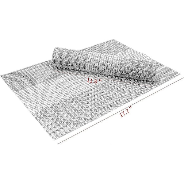 Sett med 6 vaskbare PVC-plastbrikker - Vinyl coasters, slitesterke og varmebestandige brikker (glitter grå)