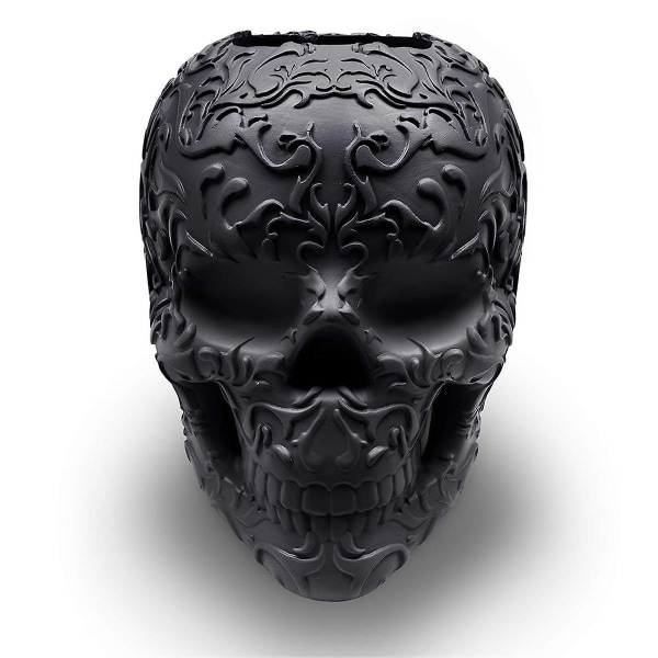 Skull Meikkisiveltimen pidike Goottilainen Spooky Decor Organizer Kasvi kukkaruukku Halloween-pöydän turhamaisuuteen