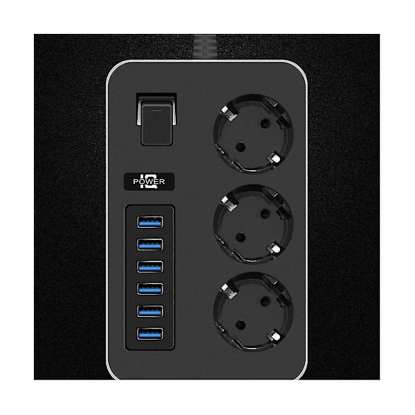 Strømstikkontakt med Multiprise Forlængerledning Elektrisk Stikkontakt med USB-porte Hurtig Opladning (a) EU