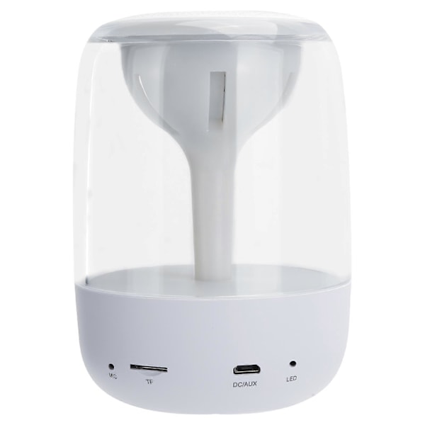 Trådlös Bluetooth 5.0 Högtalare HIFI Stereo med LED Färgglatt Ljus 5W Bas 360° Omgiven Ljud Vit