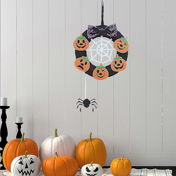 Halloween Dekoration Guirlande Rattan Cirkel Krans Hoveddør Vedhæng Vinduesdekoration