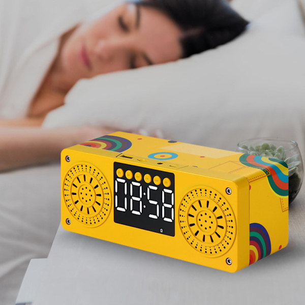 A10 Mini Træ Bluetooth-kompatibel Trådløs FM Radio LCD Display Alarmur Musik Afspiller