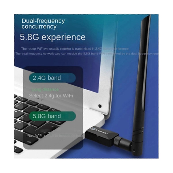 Høyhastighets 1300Mbps WiFi Trådløst Nettverkskort USB3.0 Bluetooth5.1 Mottaker 2.4G 5GHz Dual Band Wir