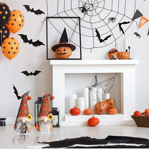 2 st Solrosor Ansiktslösa Dockor, Tacksägelsetomte Orange Höst Pumpa Dockor, med Skäggfläta Dockor Halloween Tacksägelse Bordsprydnader