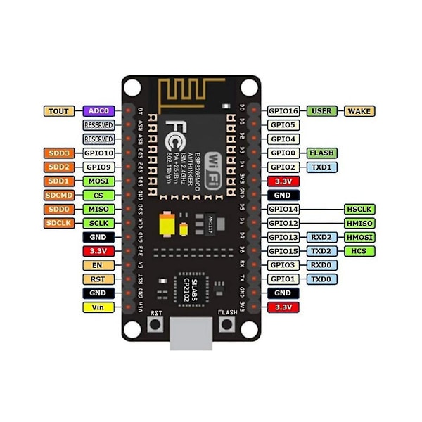 2 stk. ESP8266 NodeMCU CP2102 ESP-12E WiFi-modul Internet of Things udviklingskort fungerer til IDE/Micropython