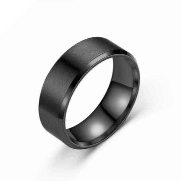 Tungsten Bryllupsring for Menn - Matt Svart Løfte Ring for Ham - Tilpasset Skråkant Ring for Menn